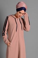 Tesettür giyim PUDRA ÇİZGİ DETAYLI SPOR CEKET 5028 