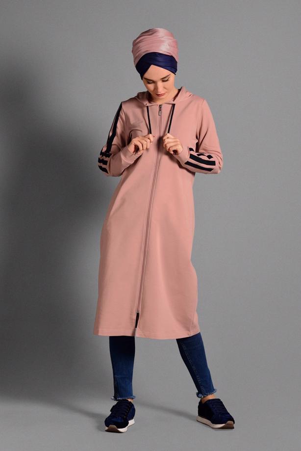 Tesettür giyim  ÇİZGİ DETAYLI SPOR CEKET 5028  - TRENDTESETTÜR