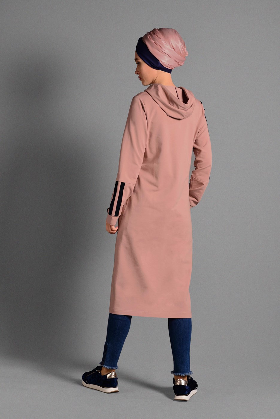 Tesettür giyim PUDRA ÇİZGİ DETAYLI SPOR CEKET 5028 