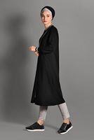 Hijab clothing BLACK STRIPPED ZIPPED SPORT JACKET 6028