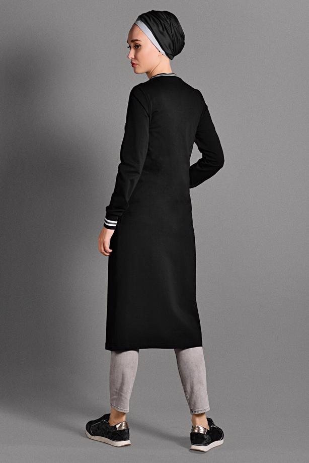 Tesettür giyim  ÇİZGİLİ FERMUARLI SPOR CEKET 6028  - TRENDTESETTÜR