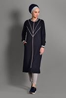 Vêtements hijab BLEU MARINE JAQUETTE ZIPPÉE À RAYURES 6028 