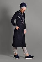 Vêtements hijab BLEU MARINE JAQUETTE ZIPPÉE À RAYURES 6028 