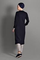 Vêtements hijab BLEU MARINE JAQUETTE ZIPPÉE À RAYURES 6028 