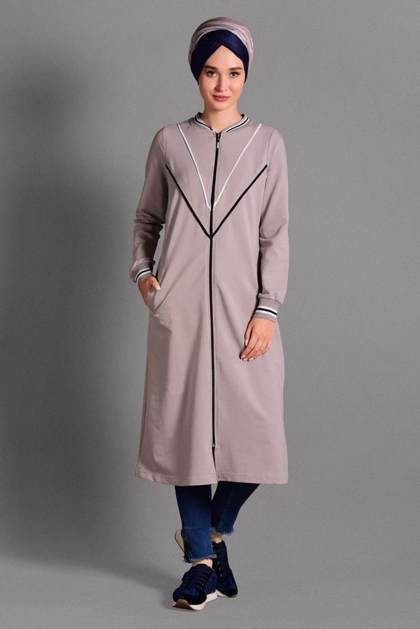 Vêtements hijab  STRIPPED ZIPPED SPORT JACKET 6028 - TRENDTESETTÜR