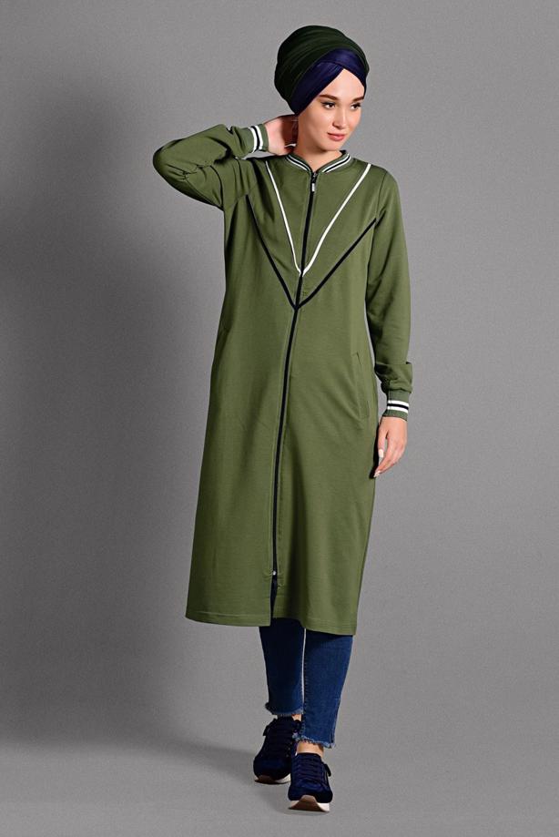 Vêtements hijab  STRIPPED ZIPPED SPORT JACKET 6028 - TRENDTESETTÜR