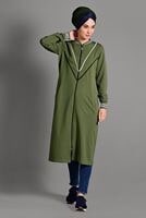 Vêtements hijab VERT JAQUETTE ZIPPÉE À RAYURES 6028 