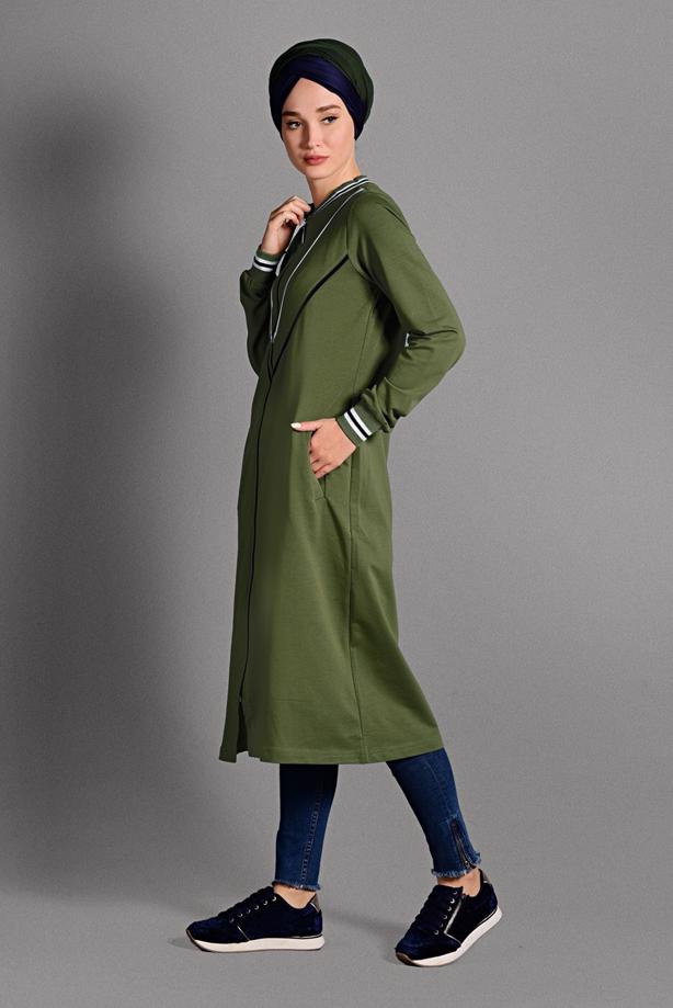 Vêtements hijab  STRIPPED ZIPPED SPORT JACKET 6028 - TRENDTESETTÜR