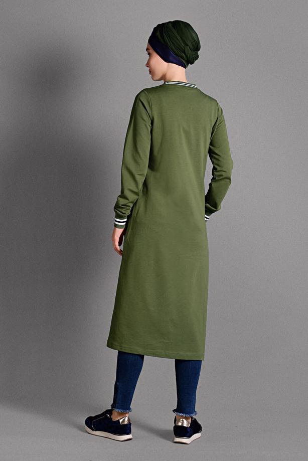 Tesettür giyim  ÇİZGİLİ FERMUARLI SPOR CEKET 6028  - TRENDTESETTÜR