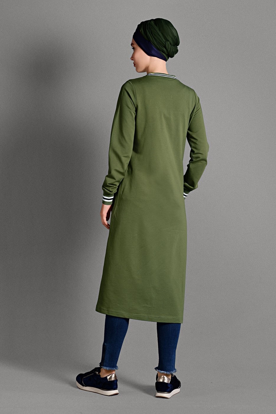 Vêtements hijab VERT JAQUETTE ZIPPÉE À RAYURES 6028 