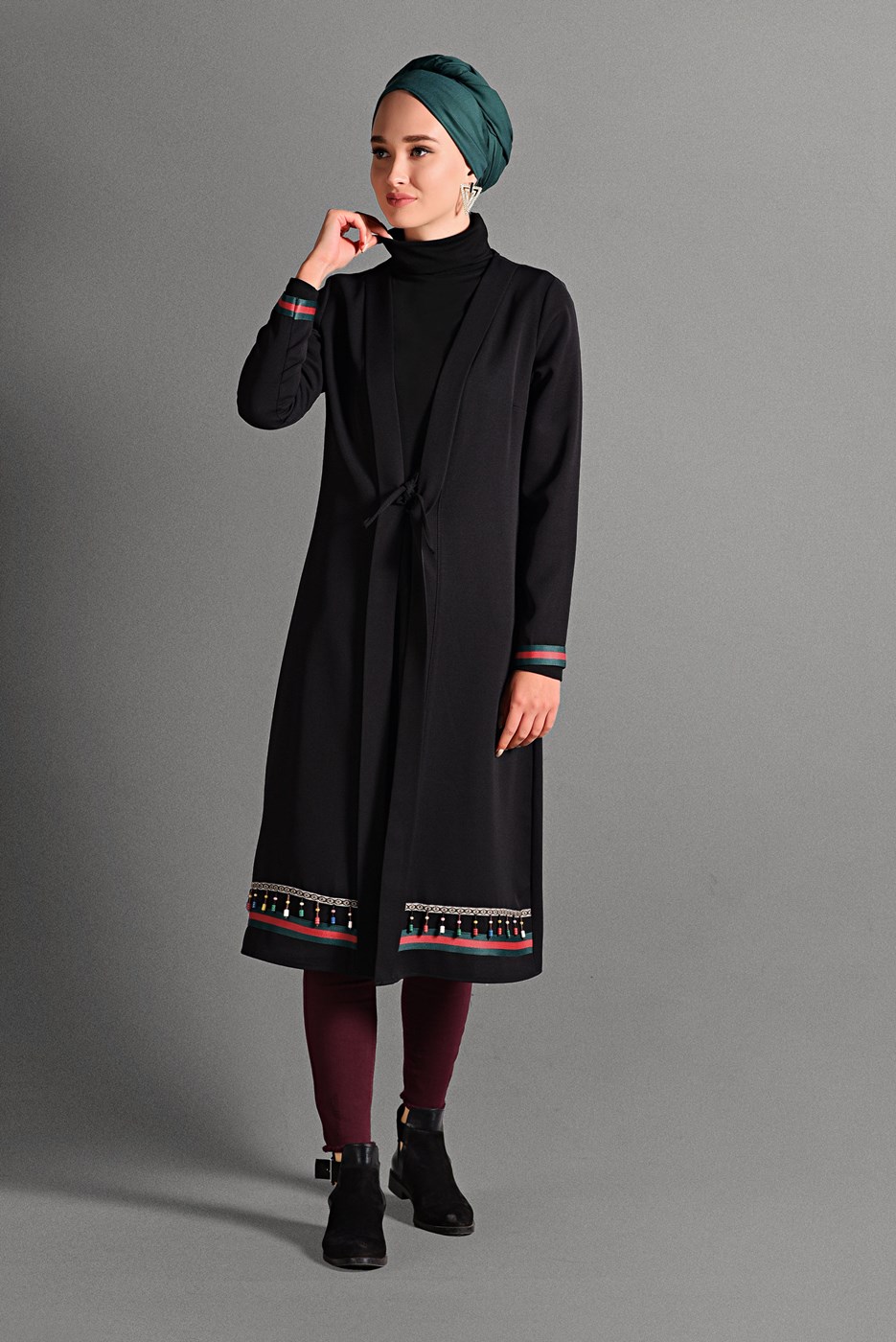 Hijab clothing BLACK BEADED JACKET 6435 