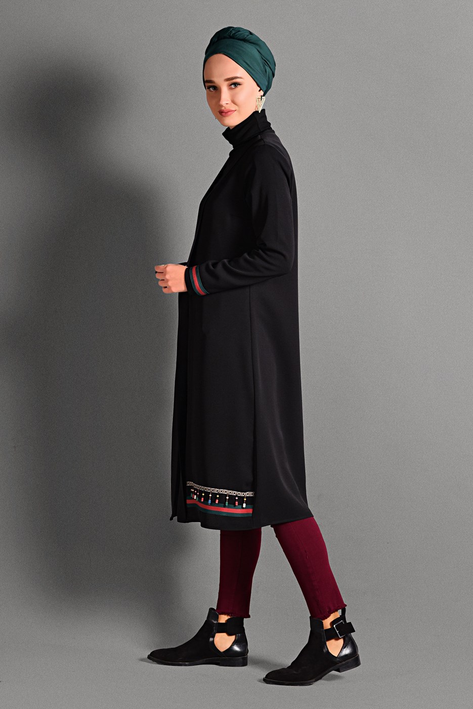 Hijab clothing BLACK BEADED JACKET 6435 