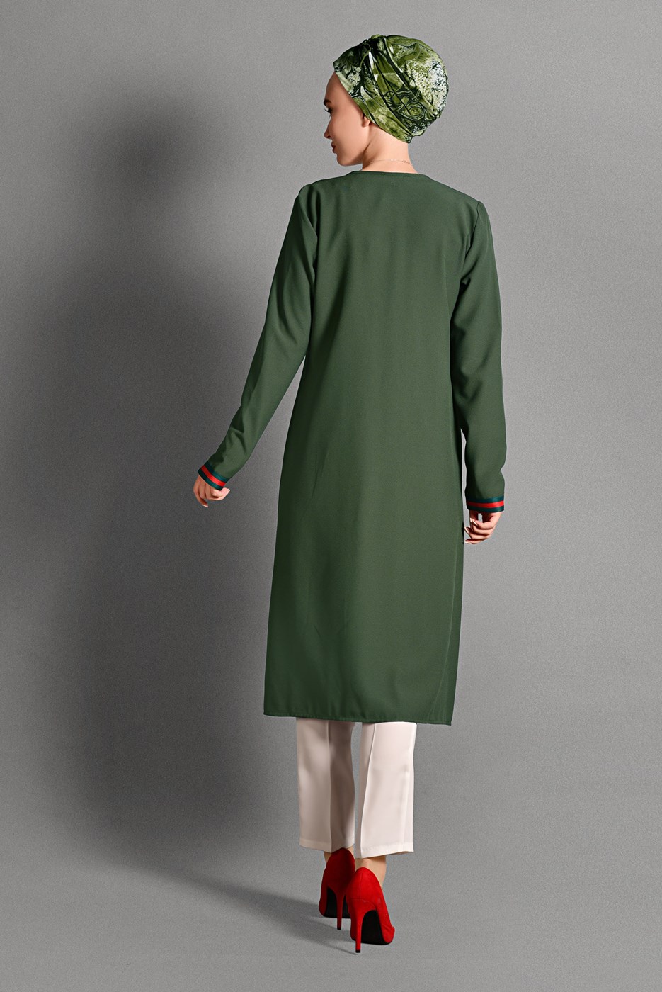 Hijab clothing KHAKI BEADED JACKET 6435 