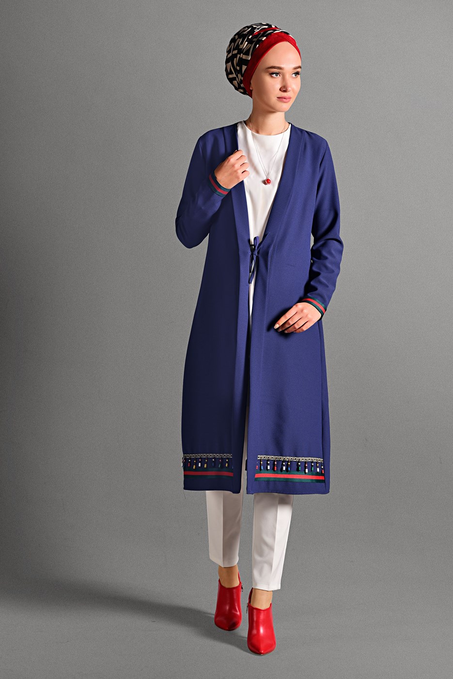 Hijab clothing NAVY BLUE BEADED JACKET 6435 