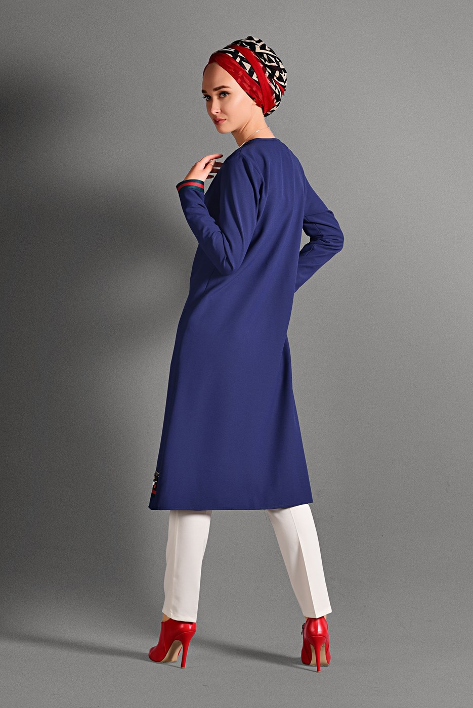 Hijab clothing NAVY BLUE BEADED JACKET 6435 