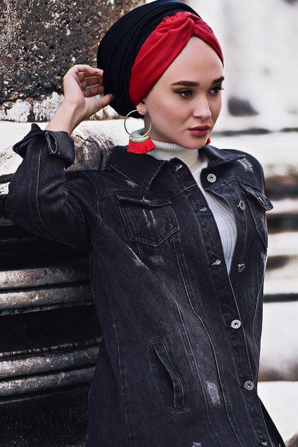 Tesettür giyim  CEP DETAYLI DENİM CEKET 7505 - TRENDTESETTÜR