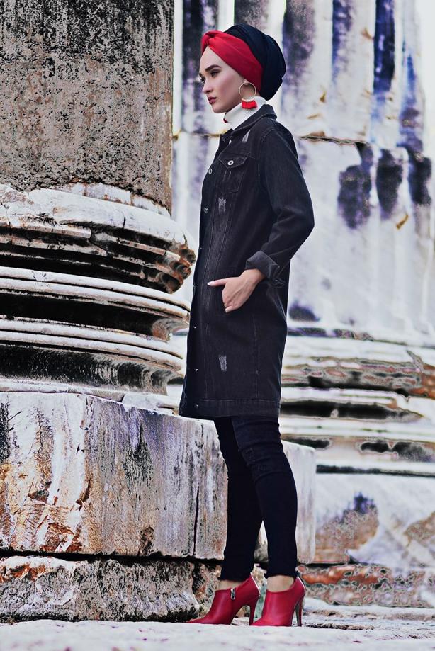 Tesettür giyim  CEP DETAYLI DENİM CEKET 7505 - TRENDTESETTÜR