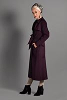 Vêtements hijab ROUGE BORDEAUX VESTE EN DAIM TAILLE-NOUÉ 7832 