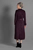 Vêtements hijab ROUGE BORDEAUX VESTE EN DAIM TAILLE-NOUÉ 7832 