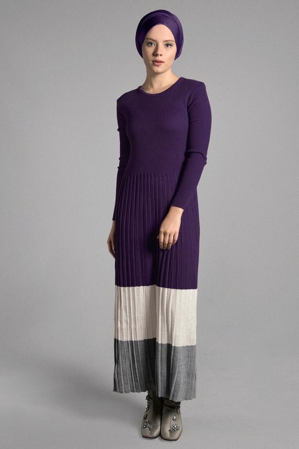 Vêtements hijab  PLEATED KNIT DRESS 734  - TRENDTESETTÜR