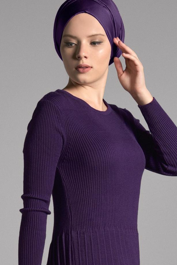 Vêtements hijab  PLEATED KNIT DRESS 734  - TRENDTESETTÜR