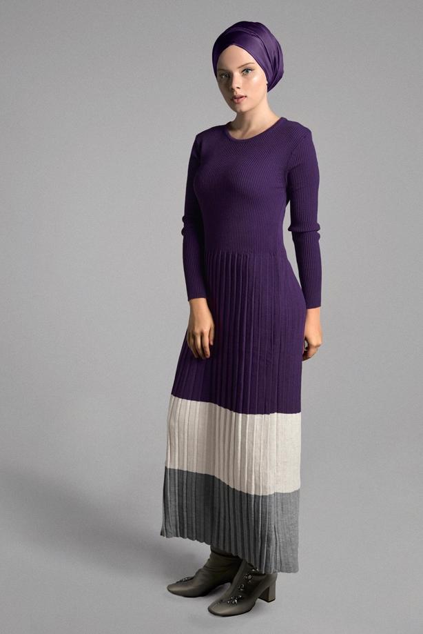 Vêtements hijab  PLEATED KNIT DRESS 734  - TRENDTESETTÜR