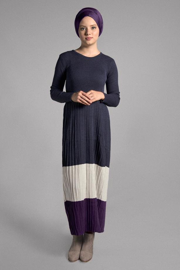 Vêtements hijab  PLEATED KNIT DRESS 734  - TRENDTESETTÜR