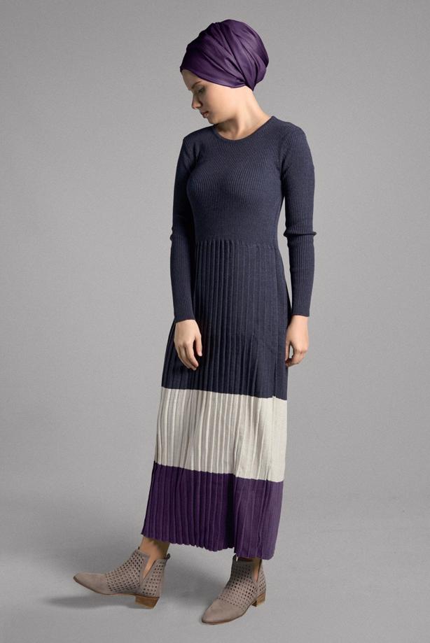 Vêtements hijab  PLEATED KNIT DRESS 734  - TRENDTESETTÜR