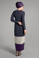 Vêtements hijab BLEU MARINE ROBE EN TRICOT À PLIS 734 
