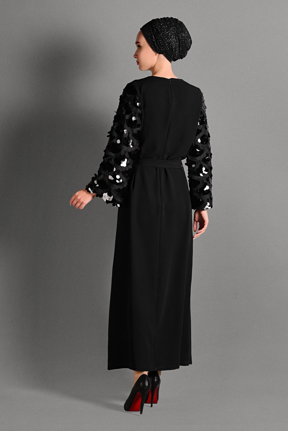 Vêtements hijab NOIR ROBE À SEQUINS 2621 
