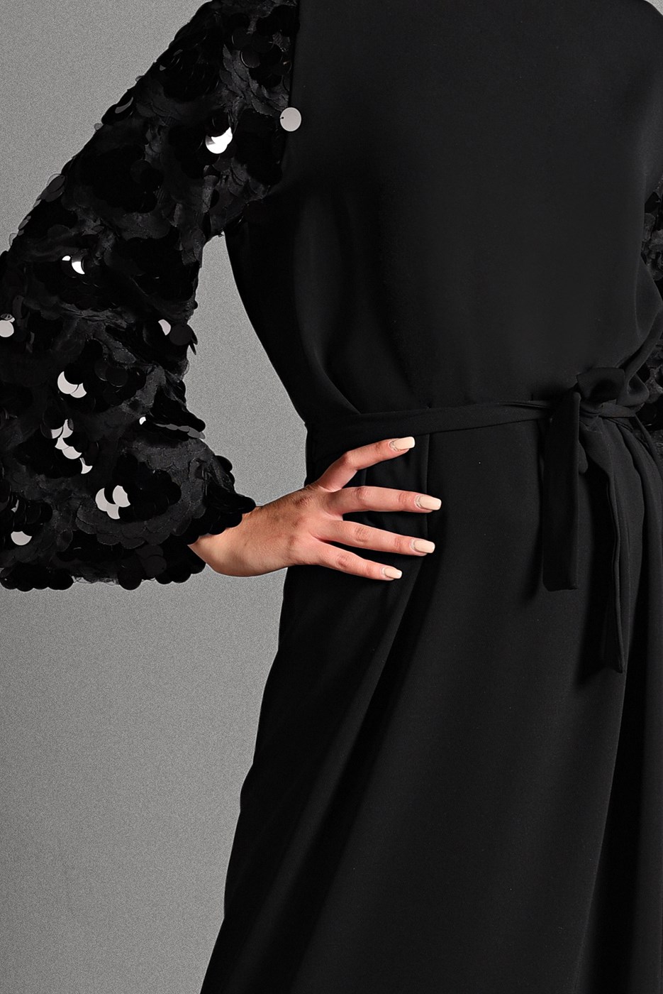 Vêtements hijab NOIR ROBE À SEQUINS 2621 