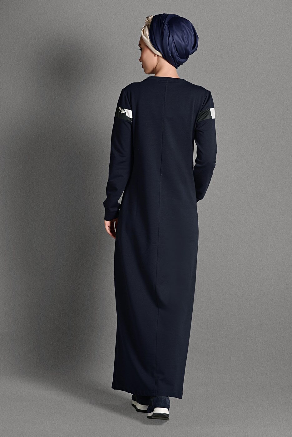 Tesettür giyim LACİVERT KAMUFLAJ DESENLİ EŞOFMAN ELBİSE T 2628