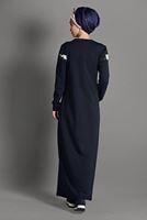 Tesettür giyim LACİVERT KAMUFLAJ DESENLİ EŞOFMAN ELBİSE T 2628