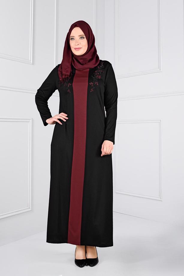 Vêtements hijab NOIR ROBE À BRODÉE 2742	 - TRENDTESETTÜR