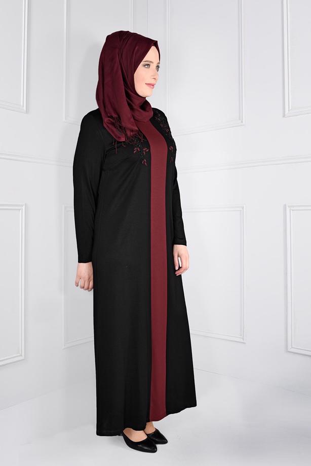 Vêtements hijab NOIR ROBE À BRODÉE 2742	 - TRENDTESETTÜR