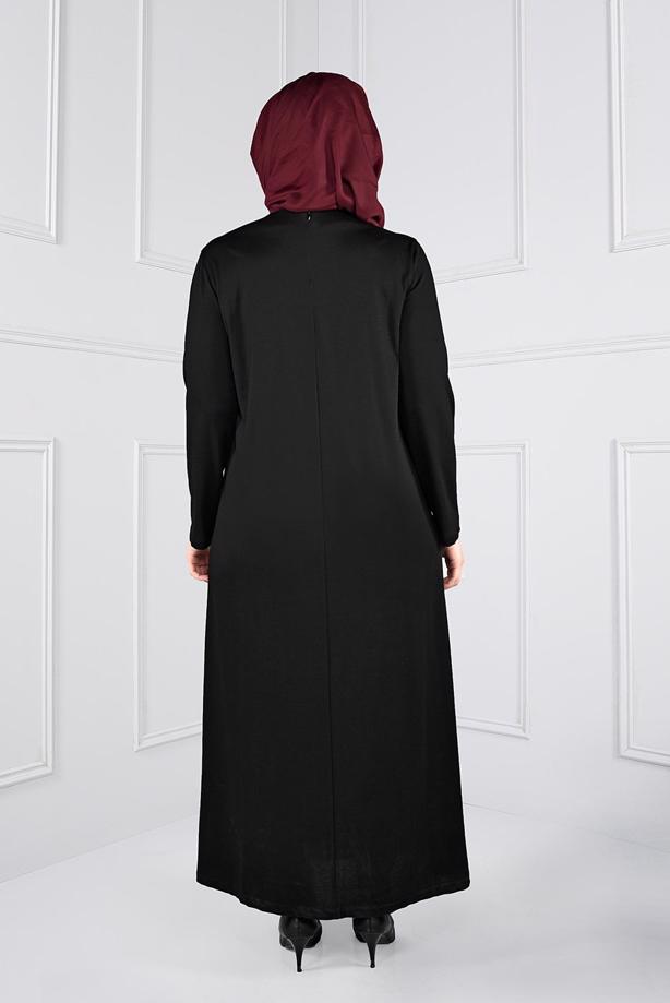 Vêtements hijab NOIR ROBE À BRODÉE 2742	 - TRENDTESETTÜR