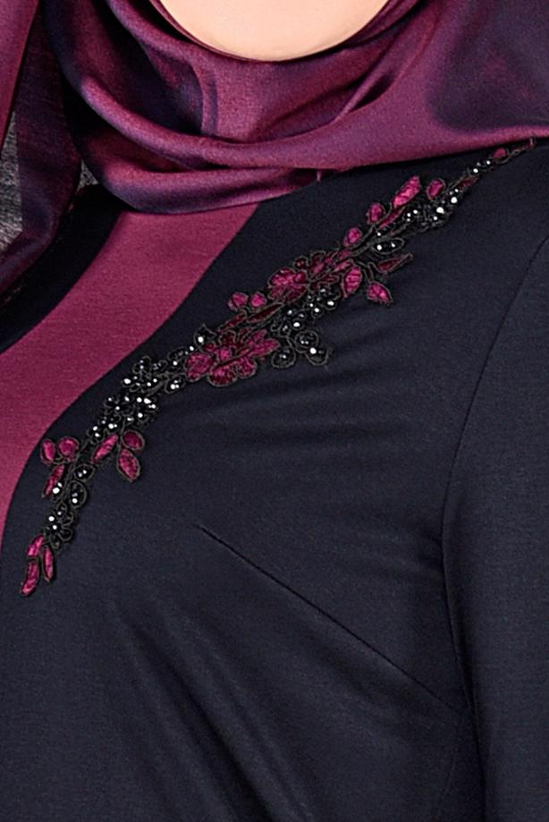 Vêtements hijab NOIR ROBE À BRODÉE 2742	 - TRENDTESETTÜR