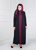 Vêtements hijab BLEU MARINE ROBE À BRODÉE 2742	