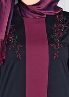 Vêtements hijab BLEU MARINE ROBE À BRODÉE 2742