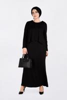 Vêtements hijab NOIR ROBE À BRODÉE À COL ROND 2751