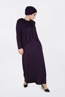 Vêtements hijab POURPRE ROBE À BRODÉE À COL ROND 2751