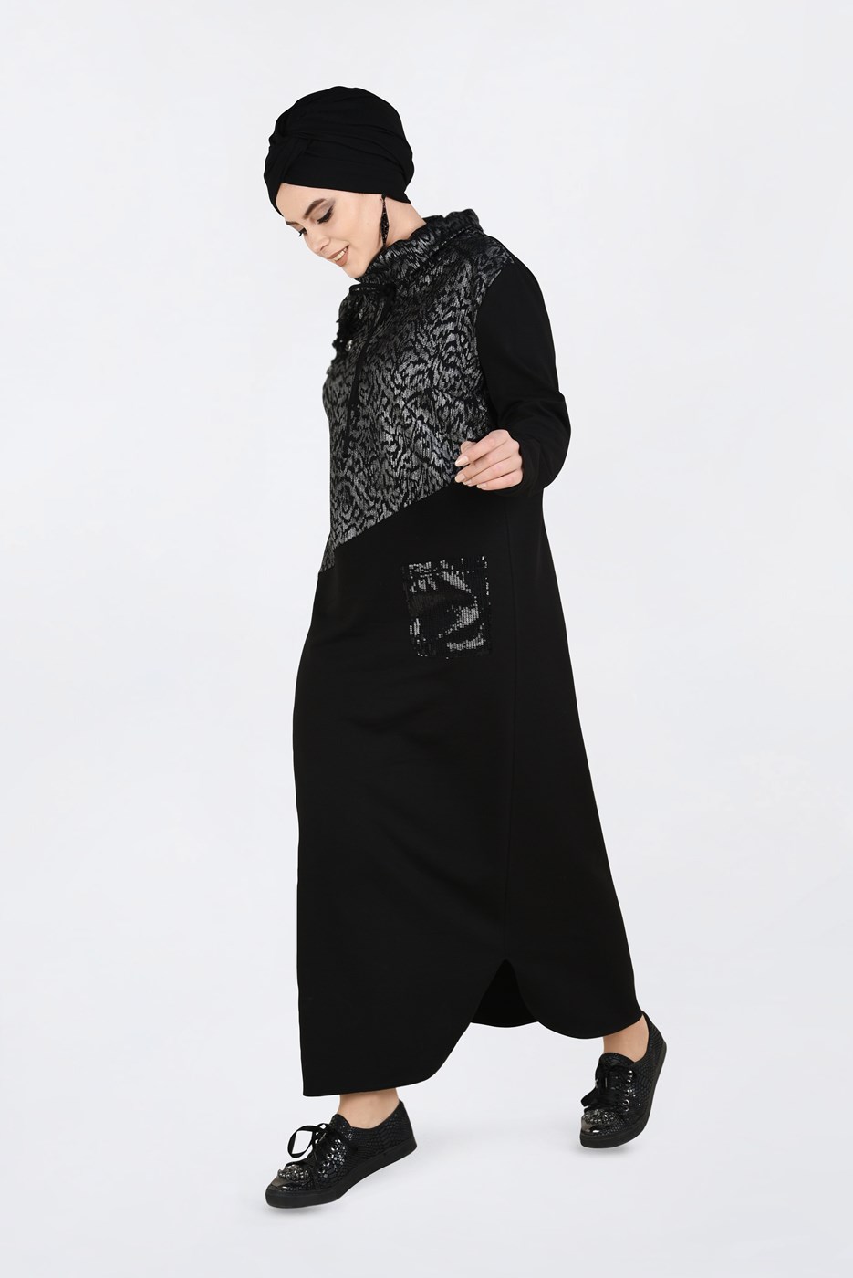Vêtements hijab GRIS ROBE À SEQUINS À COL BOULE 2760 
