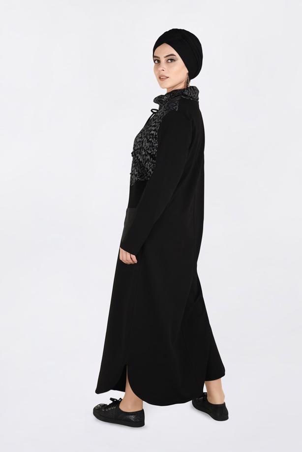 Vêtements hijab GRIS ROBE À SEQUINS À COL BOULE 2760  - TRENDTESETTÜR