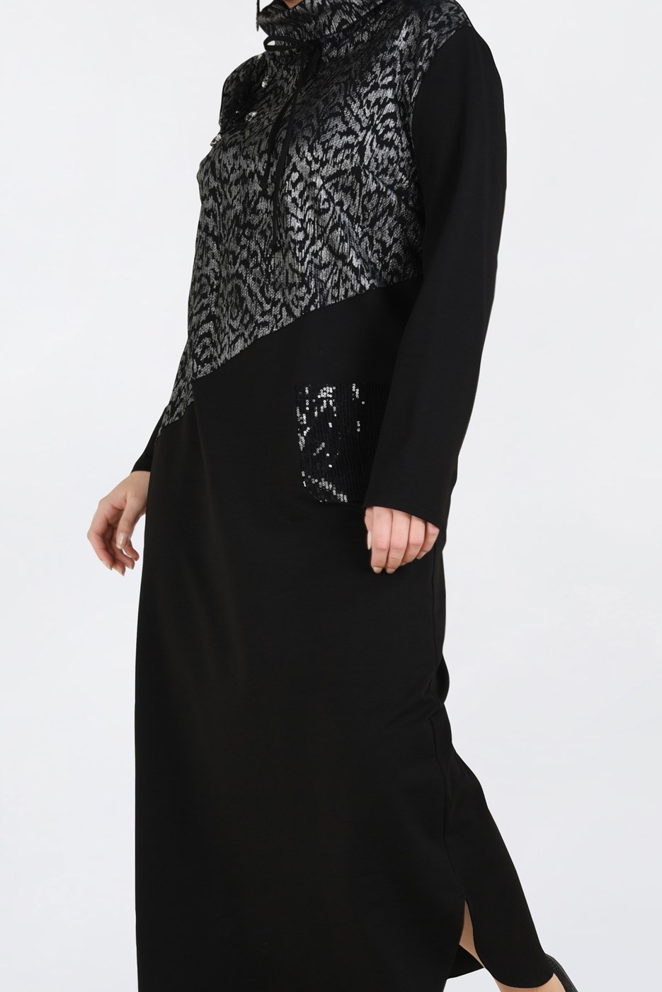 Vêtements hijab GRIS ROBE À SEQUINS À COL BOULE 2760 
