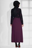 Tesettür giyim BORDO GÜPÜR DETAYLI ELBİSE 4628 
