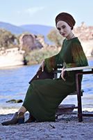 Vêtements hijab KAKI ROBE À FRANGES 4931 