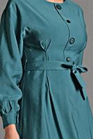 Tesettür giyim MAVİ  DÜĞME DETAYLI ELBİSE 6244