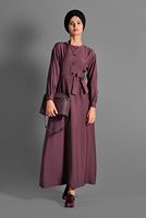 Tesettür giyim MÜRDÜM  DÜĞME DETAYLI ELBİSE 6244