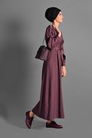 Tesettür giyim MÜRDÜM  DÜĞME DETAYLI ELBİSE 6244