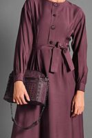 Tesettür giyim MÜRDÜM  DÜĞME DETAYLI ELBİSE 6244